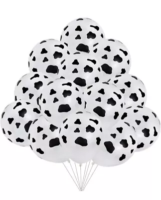 Cow Print 12 Inch Latex Balloons 20 Per Pack Cow Print Party Supplies Decor • £6.76