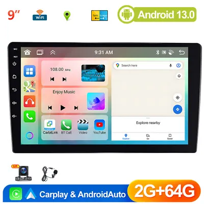 9Inch 2 DIN 8 Core Car Stereo Radio 2G+64GB Android 13 GPS DSP CarPlay Head Unit • $171.99