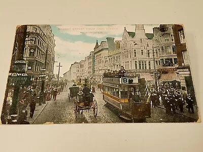Vintage Postcard Market Street From High Street Manchester Dated 1905 • £1.25