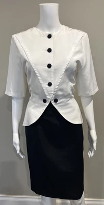 $45 • Buy VINTAGE Cue Dress 12 - Peplum Button Down Dress - Size 12