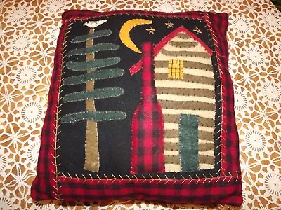 Country Cabin Stitched Throw Pillow 12 X12 Pillow Moon Stars Country Cabin • $17.99