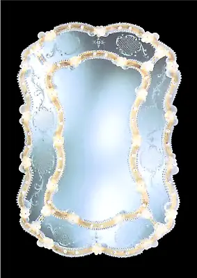 Mirror Wall Double Frame Scalloped Glass Of Murano Gold Style Roccocò • $2278.10