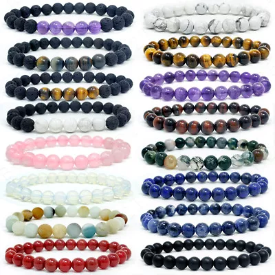 Bracelet Handmade Natural Gemstone Beads Round Stretch Healing Reiki 8mm • $7.98