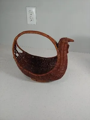 Vintage Chicken Wicker Woven Basket • $14.99