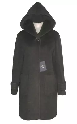 NWT Cinzia Rocca ICONS Wool CASHMERE Blend HOODED Coat 10 MP$985 Made In ITALY • $348.99