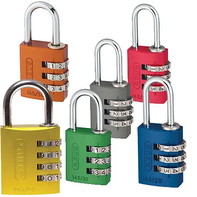 Abus Aluminium Combination Padlock 145 Series 20mm 30mm 40mm Various Colours • £16