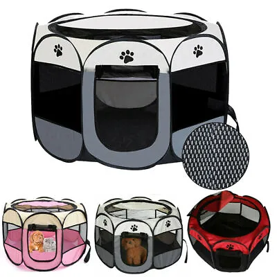 £8.99 • Buy Portable Folding Fabric Pop Up Play Pen Travel Crate Cage Small Pet Puppy Dog