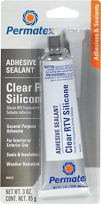 Permatex 80050 Clear RTV Silicone Adhesive Sealant 3 Oz • $7.59