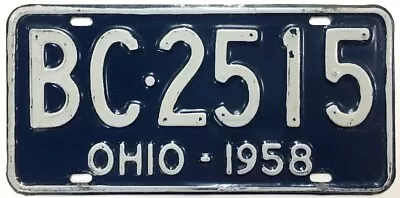 Ohio 1958 License Plate BC-2515 Original Paint Still Glossy • $17.95