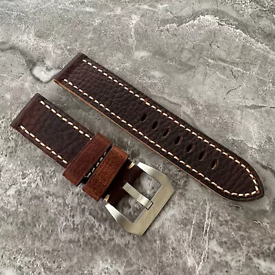 Distressed Lychee Leather Watch Strap Band For Panerai PAM 24mm Lug Watches • £40