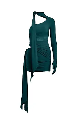 Mugler X H&m Knot Detail One Shoulder Dress In Dark Turquoise K Size Xxl • £149.90