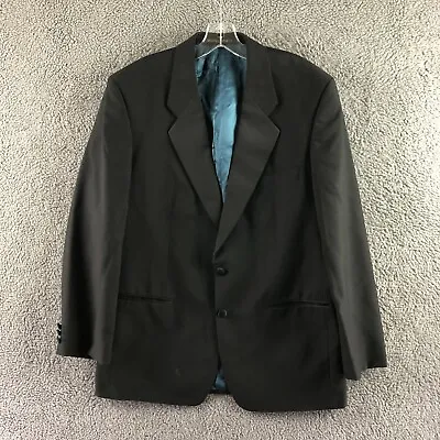 Mens Vintage St Michael Size 42  Black Two Button Wool Blend Tuxedo Suit Jacket • $12.33