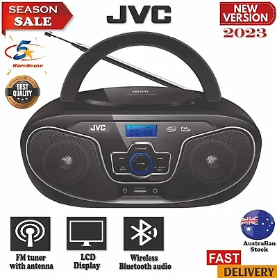 JVC Bluetooth Boombox Portable CD Player USB/MP3/FM Radio/LCD Display 8W Speaker • $98.29