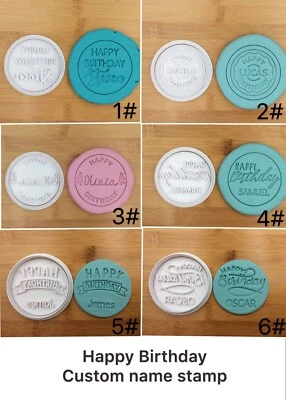 $10.89 • Buy Custom Happy Birthday Name Cookie Stamp White 7cm Fondant Embosser