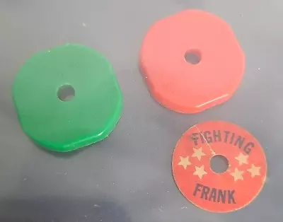 1968 Original Battling Tops Game Parts IDEAL 2 Top Faces Fighting Frank Label • $14.99
