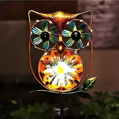 LeiDrail Solar Garden Lights Outdoor Decor Metal Owl Wind Spinner Eyes Decora... • $30.41