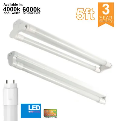 5ft LED T8 Indoor Batten Fitting Single / Double With LED Tube Office 240v Twin • £34.67