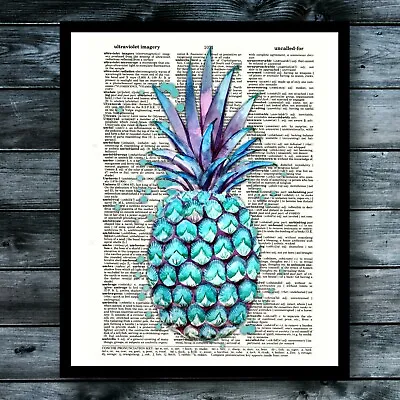 Tropical Pineapple Dictionary Art Print Vintage Poster Modern Cool Wall Decor • $8