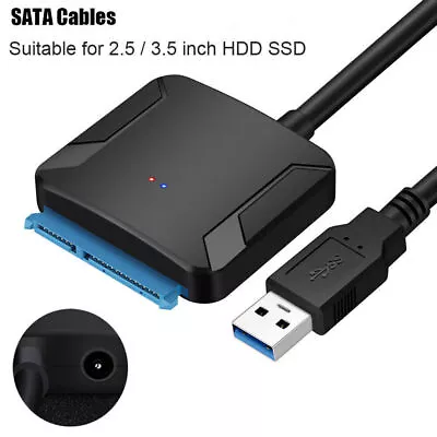 USB 3.0 To SATA III Adapter Fit 2.5  3.5  SSD HDD Hard Drive With 12V/2A Power 1 • $12.99