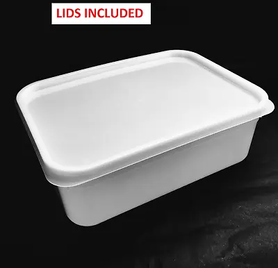 2 Litre Rectangular Ice Cream Tub & Lid  Food Storage Container • £16.99
