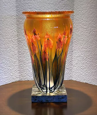 JOHN LOTTON Huge/Tall Double Pink Floral Vase With Sunset Interiors - 25 Pounds • $3650