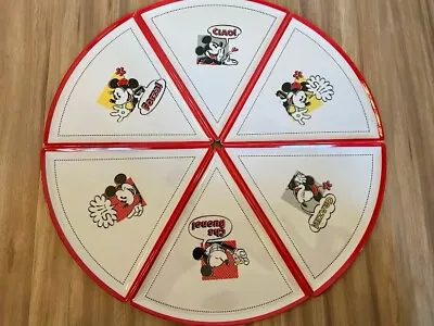 Disney Parks Mickey And Minnie Mouse Italian Pizza Plates Complete Set Of 6  • £35.15