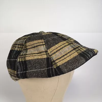 Boston Scally Co Bruin Peaky Cap Hat Black Gold Plaid Size M/L • $34.95