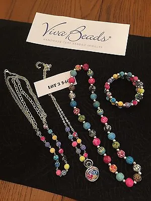 Viva  Jewelry Set  4 Piece SET 3 Necklaces  Triple Bracelet FABULOUS Colors L@@K • $40