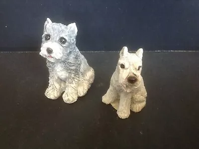 Lot Of 2 Stone Critters SCHNAUZER Dog Figurines Sculpture Made In USA Gray  • $12.99