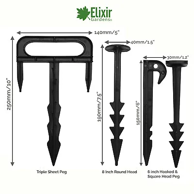 Plastic Ground Cover/Weed Membrane Garden Pegs | 6  8  Hooked Peg & Triple Peg • £4.99