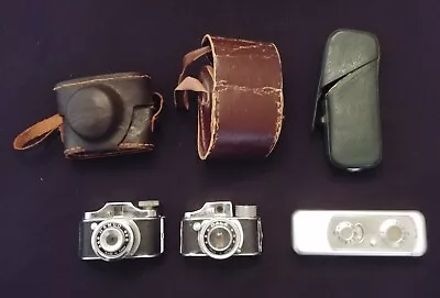 Estate Collection Lot 8 - 3 Vintage Subminiature Spy Cameras With Leather Cases • $115