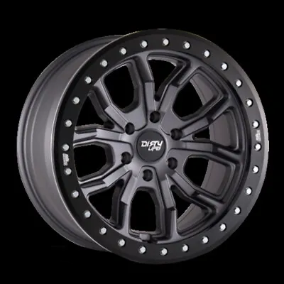 17  Dirty Life DT-1 17x9 Matte Gunmetal W Simulated Ring 5x4.5 Wheel -12mm Rim • $379.99