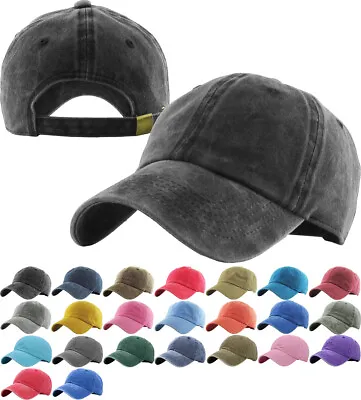 Pigment Washed Cotton Cap Baseball Caps Hat Adjustable Polo Style Plain Solid • $23.92