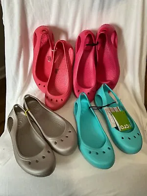 NWOT Crocs 11215 Kadee Slingback Flats W Peep Holes Slip On Flats Womens  Size 7 • $50