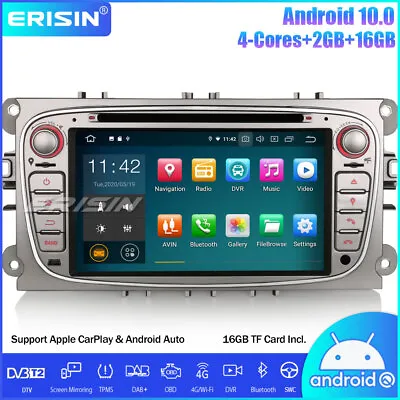 Android 10.0 Car Stereo DAB+ GPS SatNav CD For Ford Mondeo Focus S/C-Max Galaxy • £156.76