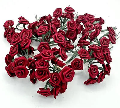 Vintage Lot Red Roses Faux Flowers Millinery Bouquets (9 Dozen) Wire Crafting • $47.99