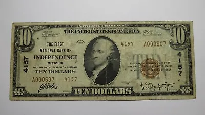 $10 1929 Independence Missouri MO National Currency Bank Note Bill Ch #4157 RARE • $265.99