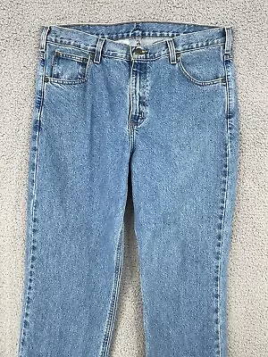 Vintage Carhartt Traditional Fit Jeans Mens 38 X 30 Heavyweight Blue Denim Work • $1300