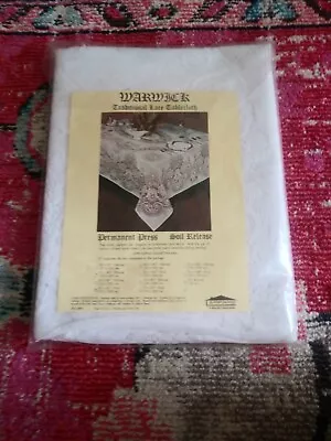 NEW NOS VINTAGE Warwick Permanent Press Lace Tablecloth 60x90  Oval Classic Chic • $17.93