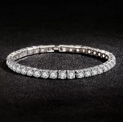 12Ct Round Cut Lab Created Diamond Tennis Bracelet 14k White Gold Over 6MM 8Inch • $143.99