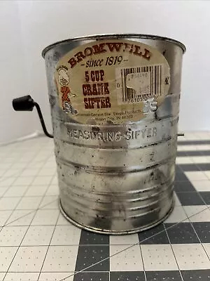 Vintage Bromwell’s Measuring 5 Cups Flour Sifter W/ Black Knob • $12