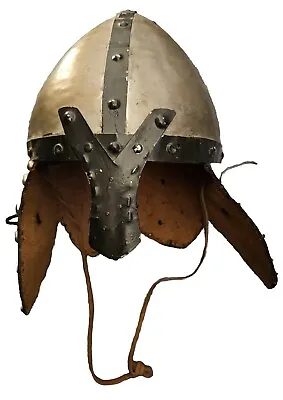 Viking Style Helmet Real Metal And Leather Padded • $69.99