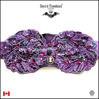 Women Large Belt Faux Leather Big Corset Sequins Royal Macrame Cameo Embroidered • $610.96