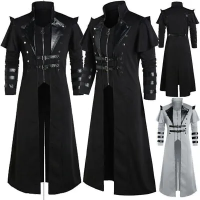 Long Trench Men's Medieval Victorian Style Frock Coat Cape Cloak Costume Jackets • $56