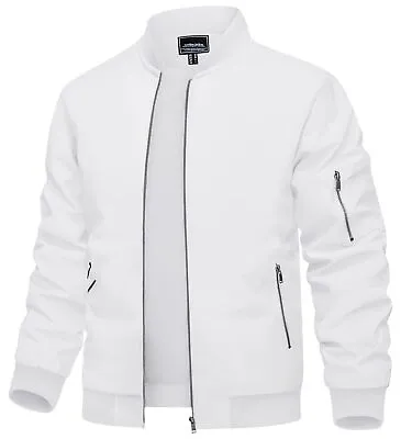 Mens Bomber Jacket Spring Fall Coat Lightweight Windbreaker Casual Sportswear US • $37.03