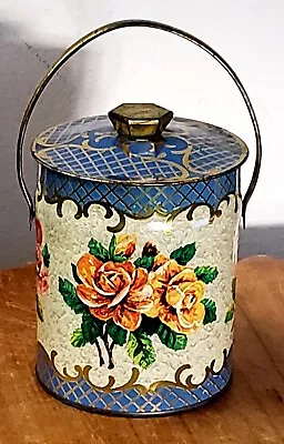 Vintage Murray Allen Confections Handled Candy Biscuit Roses Made In England Tin • $19.99