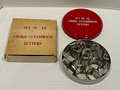 Vintage Set 12 Mini Canape & Hors D' Oeuvre Cookie Cutters Red Tin Made In Japan • $12.89