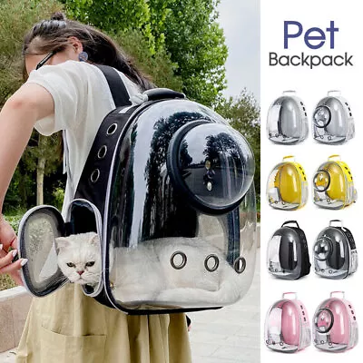 Cat Dog Breathable Pet Carrier Bag Outdoor Travel Transparent Space Backpack AU • $19.79