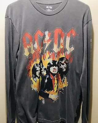 AC/DC Long Sleeve Shirt Adult Medium Gray Highway To Hell Concert Tour Band • £14.95