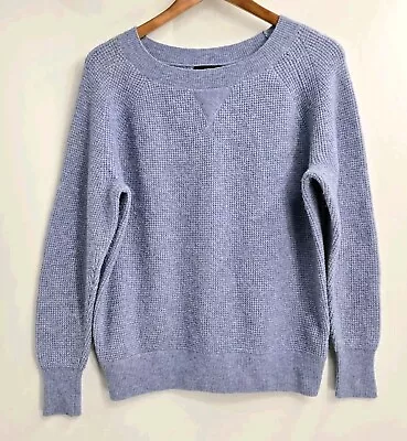 J Crew Sweater Womens Blue Waffle Knit Merino Wool Alpaca Blend Pullover Size XS • $24.99